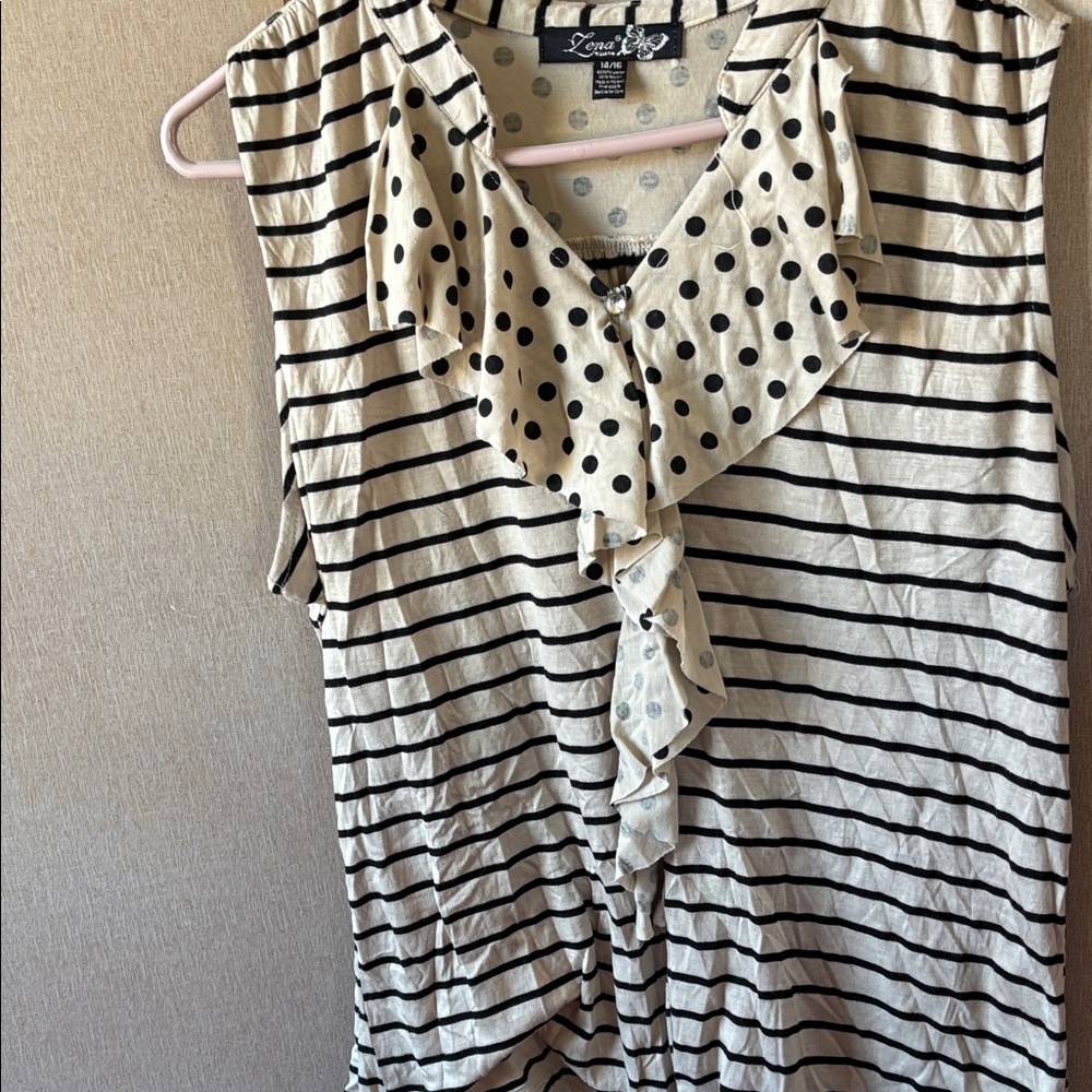 FINAL MARKDOWN Lena woman Striped Polka Dot Blouse 14/16